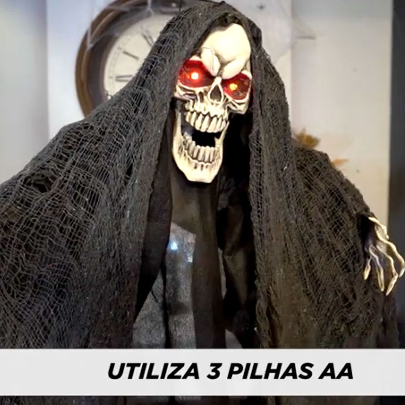 Caveira Halloween Gaspar com Led, Som e Movimento 79,5 x 20 x 20 cm - 1 Un