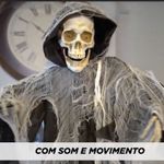Caveira Das Trevas com Som, Luz e Movimento - 95 x 73 x 13 cm - Halloween - 1 Un