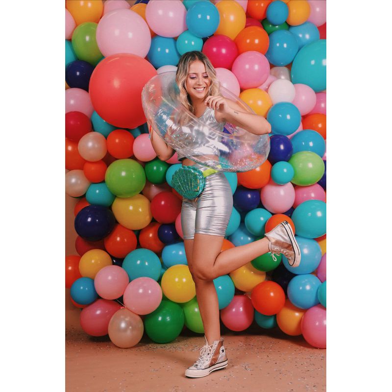 Fantasia Top e Shorts Metalizado Prata Adulto - Fantastique  PP