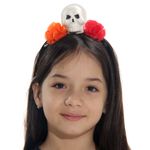 Fantasia Caveira Mexicana Vestido Infantil com Tiara - Halloween P