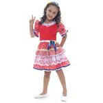 Fantasia Caipira Chic Vermelha Vestido Infantil com Tiara - Festa Junina