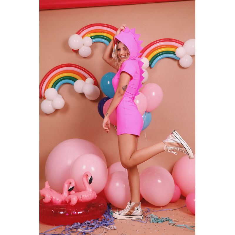 Fantasia Dinossauro Rosa Feminino Adulto - Fantastique P