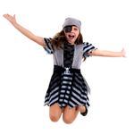 Fantasia Pirata Fantasma Vestido Infantil com Bandana e Tapa Olho - Halloween M