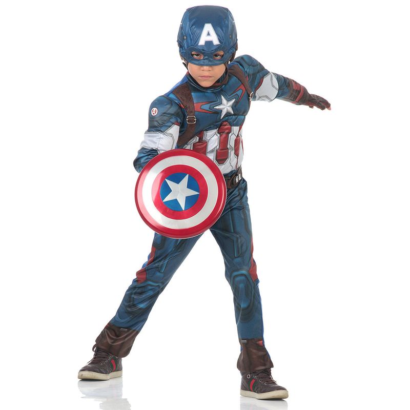 Fantasia Capitão América Infantil Original com Máscara e Peitoral - Vingadores - Marvel P