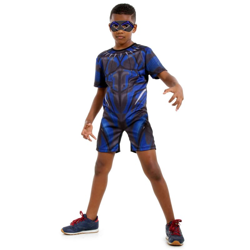 Fantasia Pantera Negra Infantil Curto Original com Máscara Vingadores - Marvel M