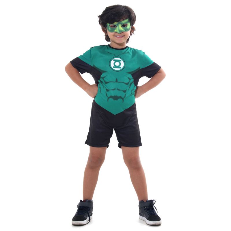 Fantasia Lanterna Verde Curto Infantil - Liga da Justiça - Original  G