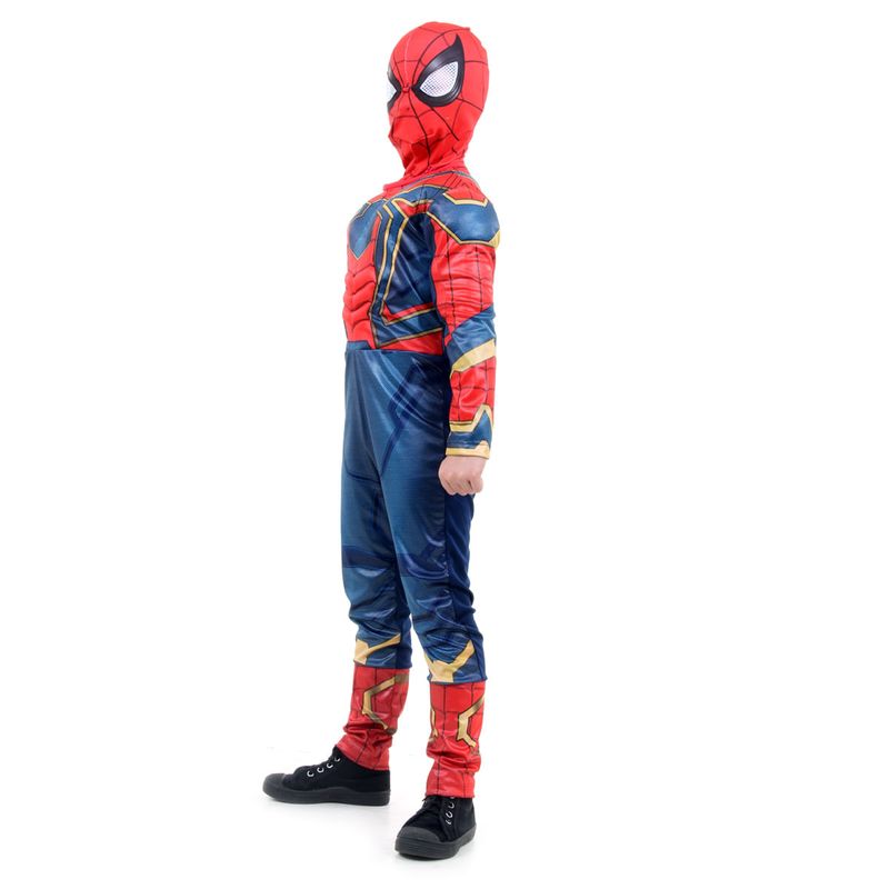 Fantasia Homem Aranha de Ferro Infantil Longa Original com Máscara e Peitoral - Vingadores - Marvel M