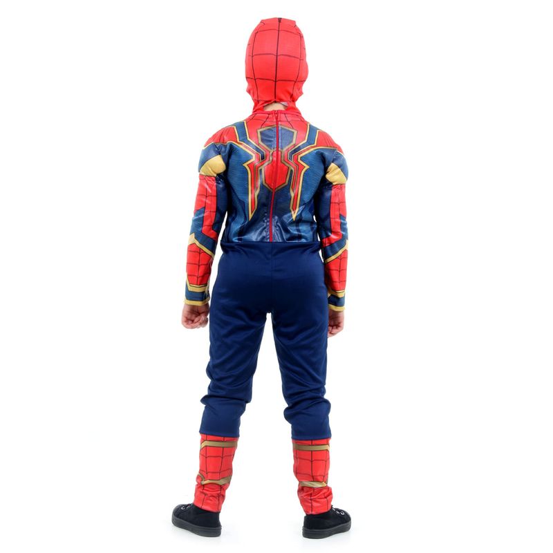 Fantasia Homem Aranha de Ferro Infantil Longa Original com Máscara e Peitoral - Vingadores - Marvel M