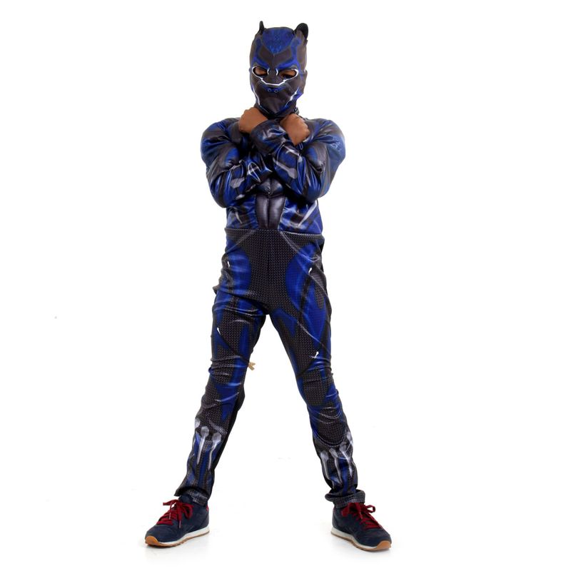 Fantasia Pantera Negra Infantil Premium Original com Máscara e Peitoral - Vingadores - Marvel P