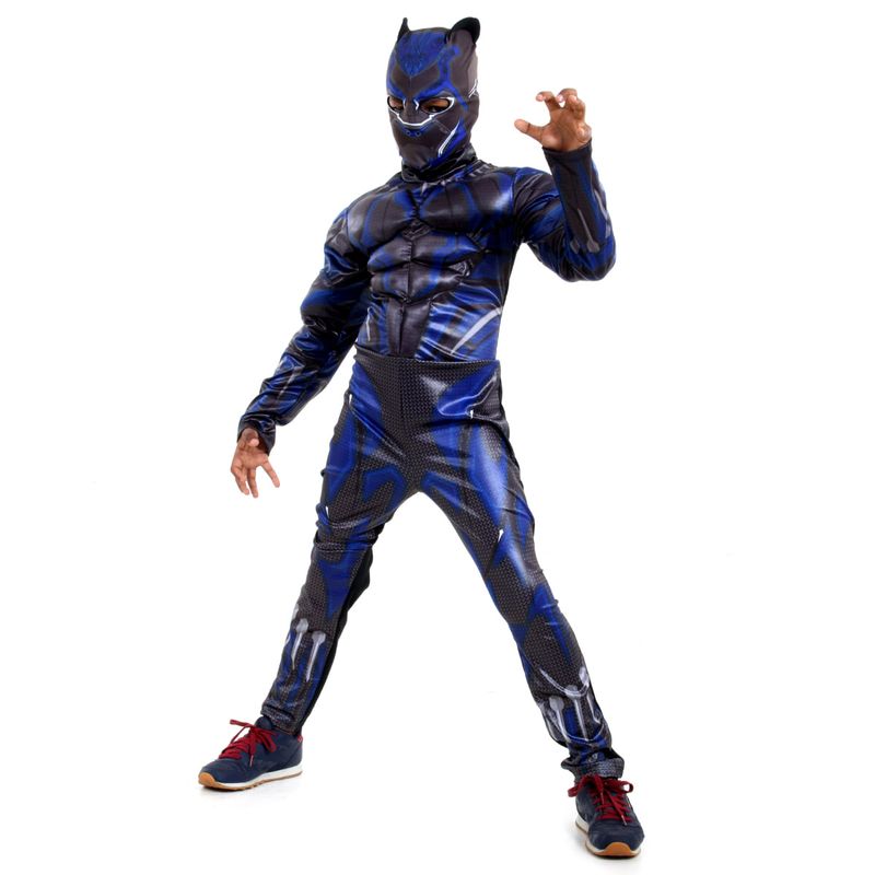 Fantasia Pantera Negra Infantil Premium Original com Máscara e Peitoral - Vingadores - Marvel P