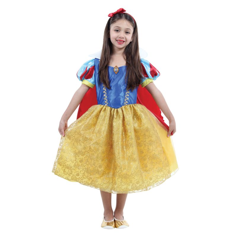 Fantasia Branca de Neve Infantil Luxo Original com Tiara - Disney Princesas M