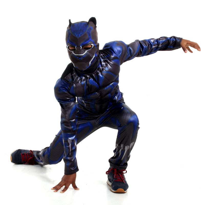 Fantasia Pantera Negra Infantil Premium Original com Máscara e Peitoral - Vingadores - Marvel P