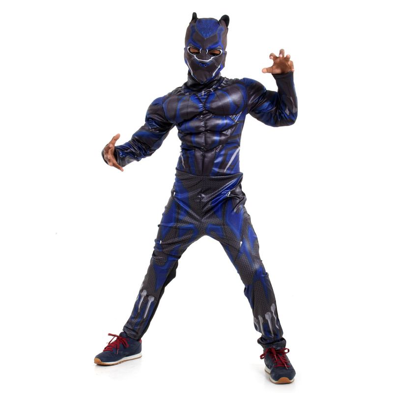 Fantasia Pantera Negra Infantil Premium Original com Máscara e Peitoral - Vingadores - Marvel P