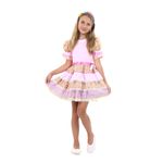 Fantasia Caipira Chic Infantil - Rosa - Festa Junina