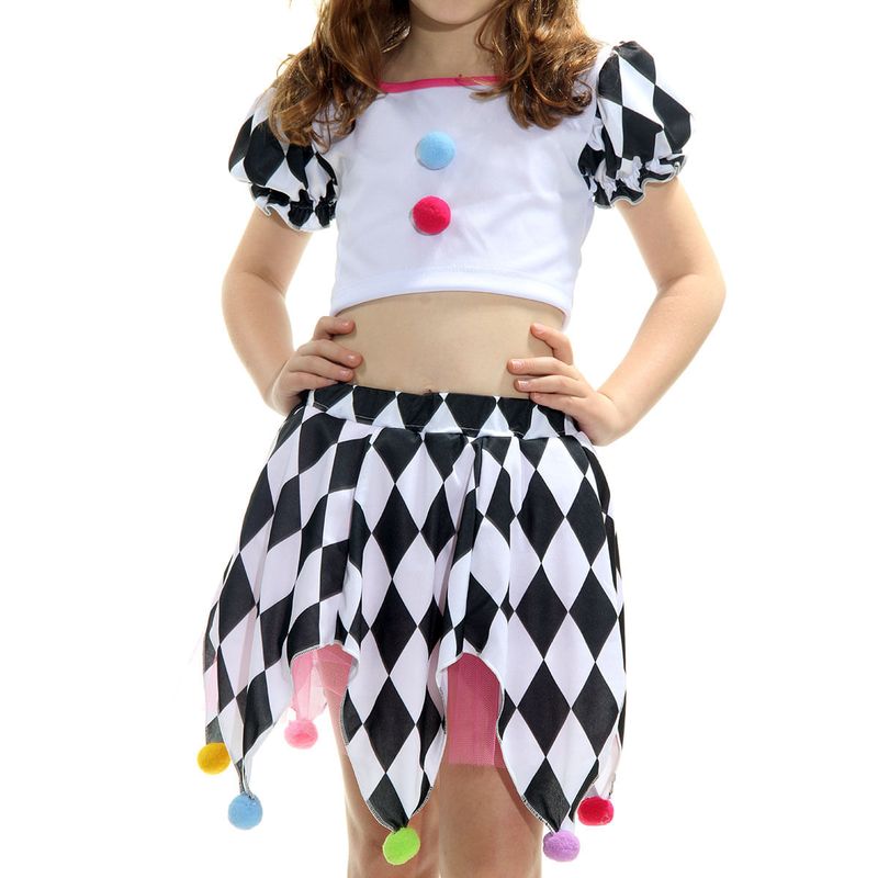 Fantasia Colombina Colorida Infantil com Tiara - Carnaval P