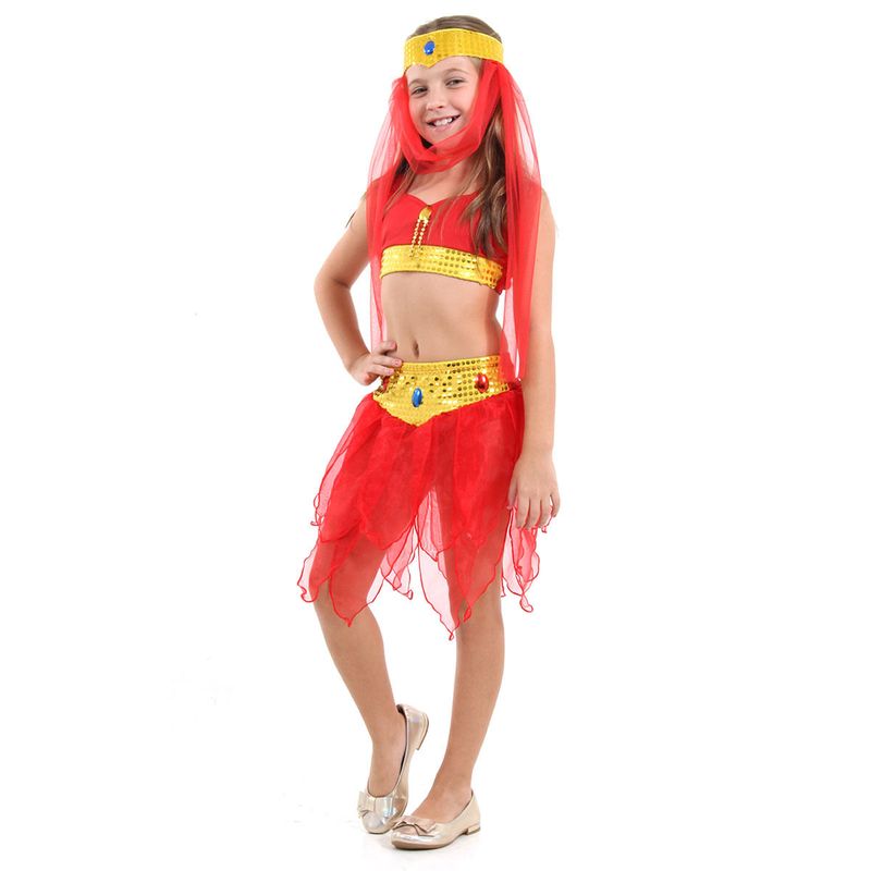 Fantasia Odalisca Vermelha Infantil - Carnaval  P