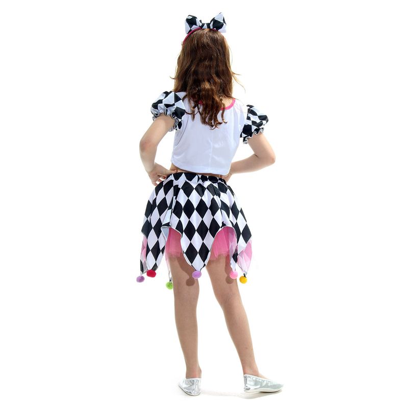 Fantasia Colombina Colorida Infantil com Tiara - Carnaval P