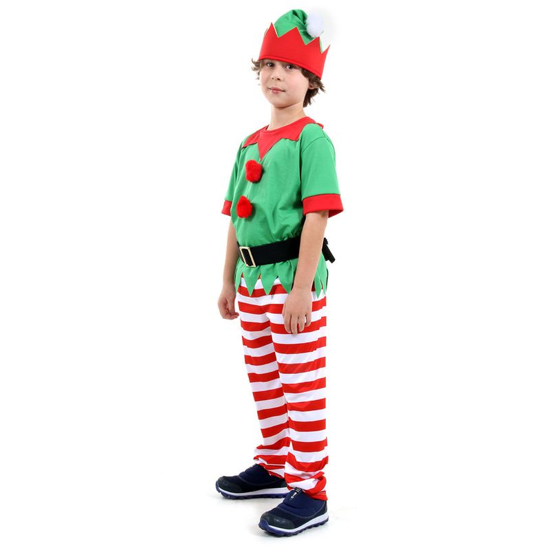 Fantasia Duende Masculino Infantil com Gorro - Natal P