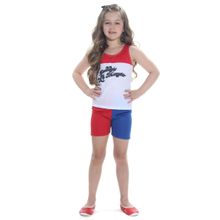 Fantasia Arlequina Regata e Shorts Infantil Curta - Harley Quiin - Esquadrão Suicida