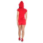 Fantasia Macaquinho Vermelho Curto com Capuz Feminino - Adulto P