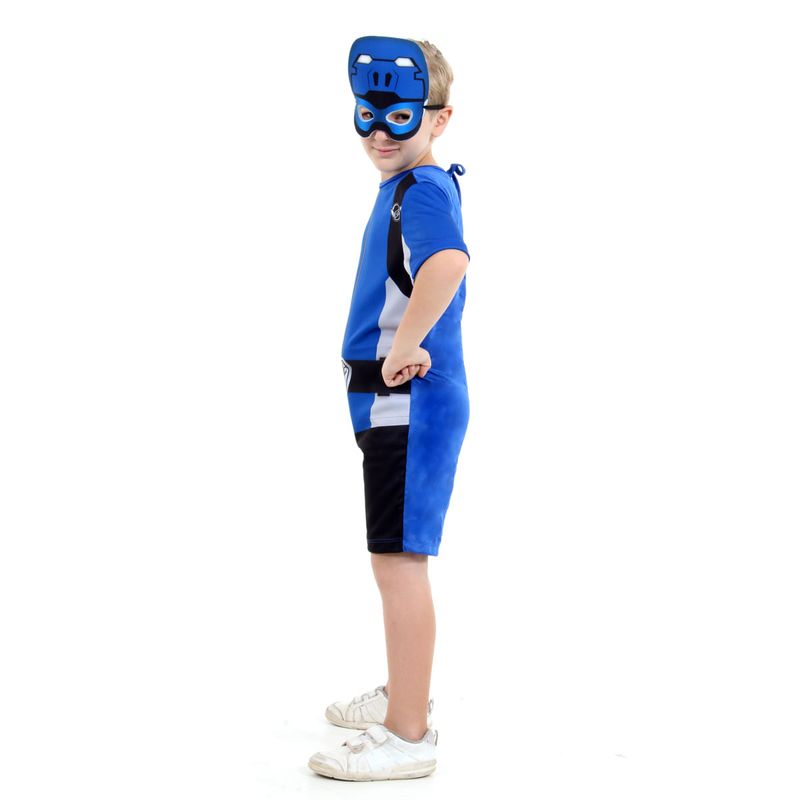 Fantasia Power Rangers Azul Curto Infantil - Beast Morphers P