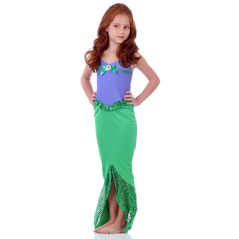 Vestido festa infantil da pequena sereia Ariel
