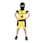 Fantasia Ninja Amarelo Curto Infantil - Guerreiro Ninja P