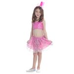 Fantasia Kit Saia e Top Rosa Infantil com Tiara - Carnaval P