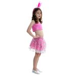 Fantasia Kit Saia e Top Rosa Infantil com Tiara - Carnaval P