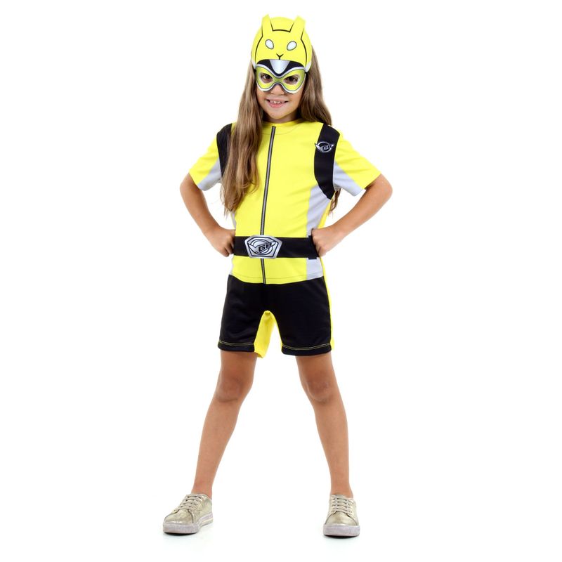 Fantasia Power Rangers Amerelo Curto Infantil -  Beast Morphers G