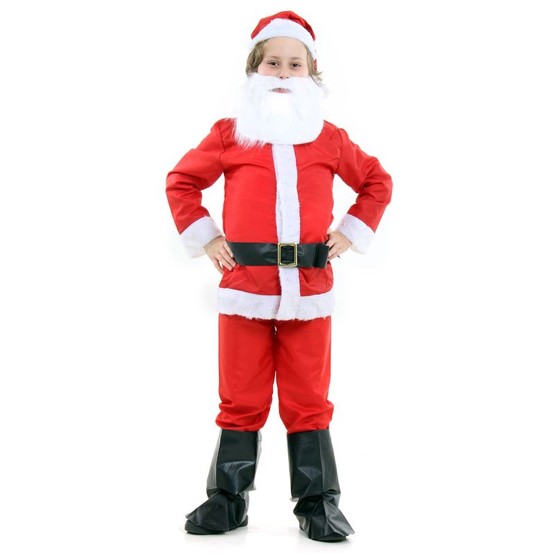 Fantasia Papai Noel Infantil com Barba - Natal G
