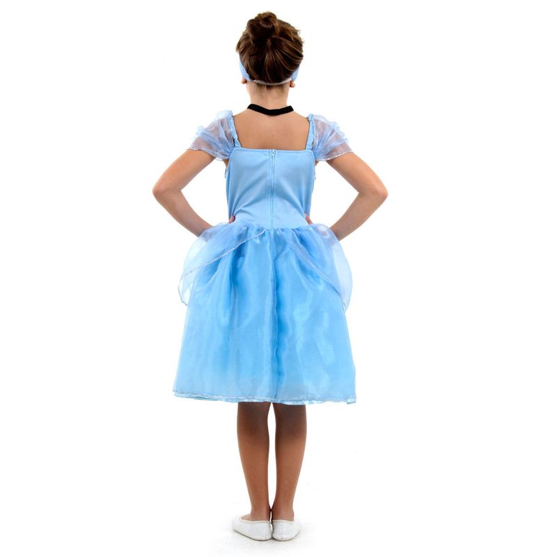 Vestido Cinderela Infantil Princesa Elegante Festa Azul Luxo