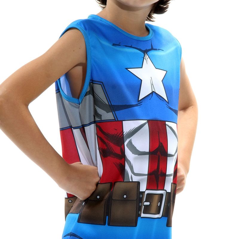 Fantasia Capitão América Infantil Regata Original com Máscara - Vingadores - Marvel M