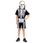 Fantasia Esqueleto Infantil Curto com Máscara - Halloween G