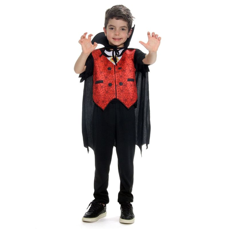 Fantasia Vampiro Stefan Colete Infantil com Capa - Halloween G