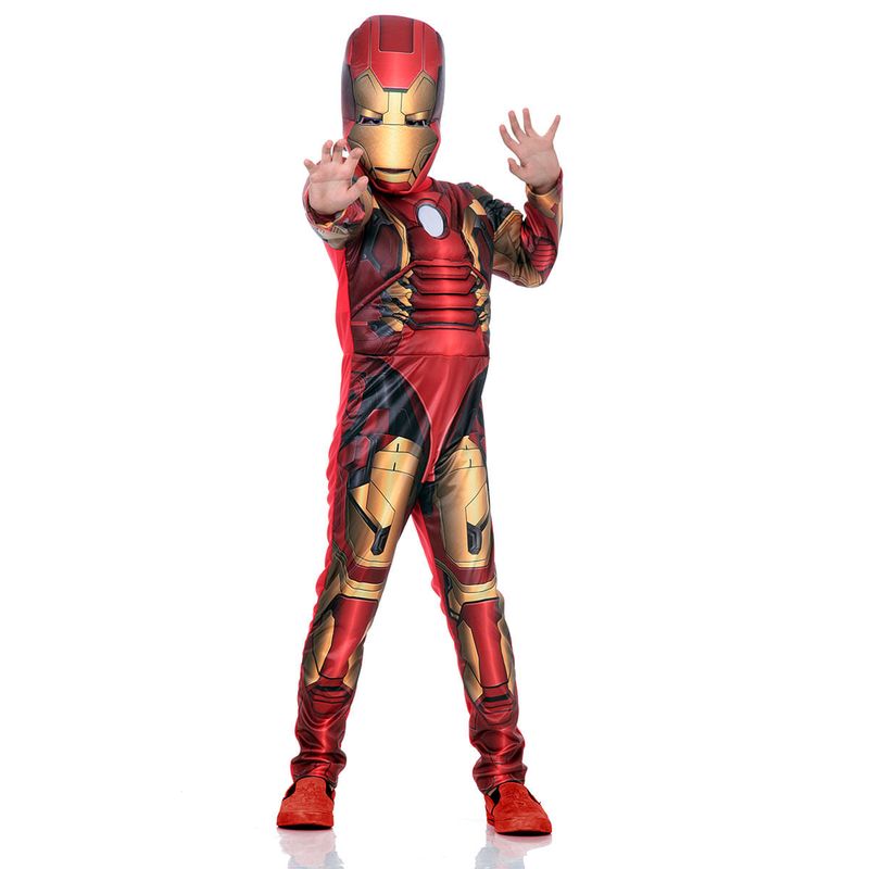 Fantasia Homem de Ferro Infantil Premium Original com Máscara e Peitoral - Vingadores - Marvel G