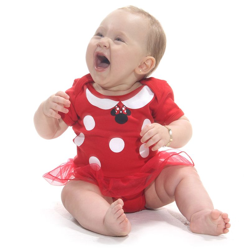 Fantasia Body com Saia Minnie Vermelha Bebê - Disney Princesas  G