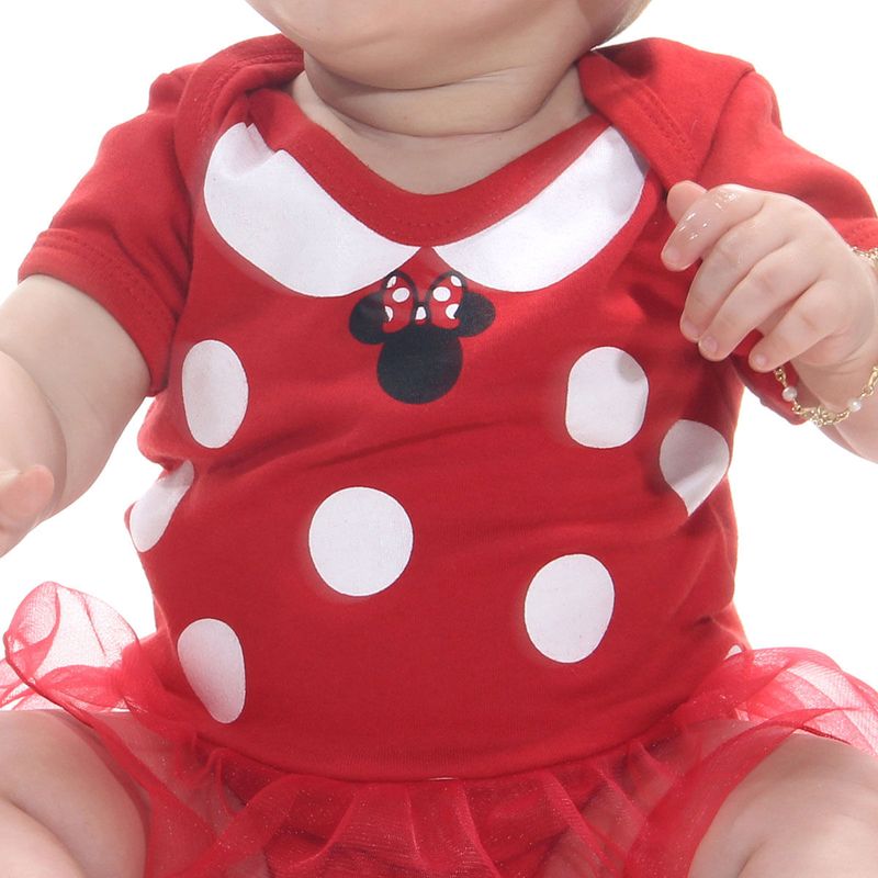Fantasia Body com Saia Minnie Vermelha Bebê - Disney Princesas  G