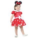 Fantasia Minnie Mouse Bebê com Tiara - Disney P