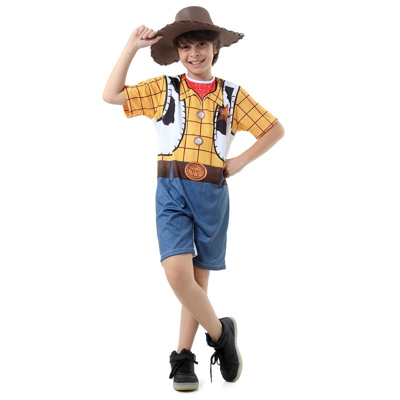 Fantasia Woody Infantil Curto Original com Chapéu - Toy Story - Disney M