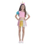 Fantasia Unicórnio Multicolor Infantil - Carnaval  P