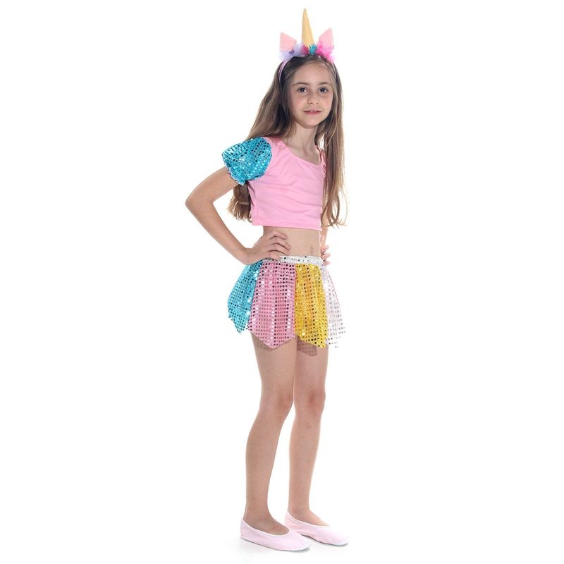 Fantasia Unicórnio Multicolor Infantil - Carnaval  P