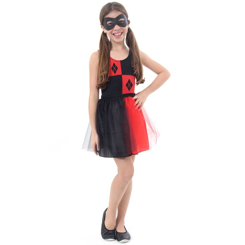 Fantasia Infantil Arlequina Dress Up - SuperHero Girls  P