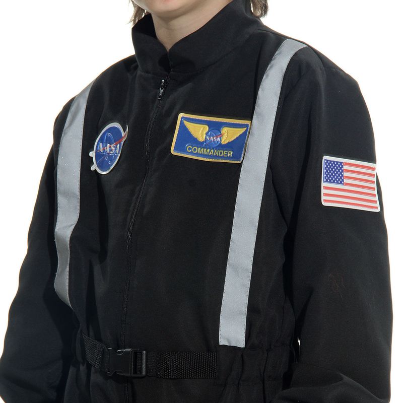 Fantasia Astronauta Preto Macacão Infantil com Boné 
 P