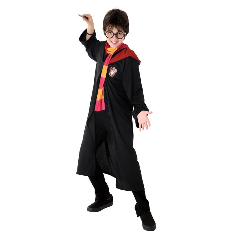 Fantasia Harry Potter Infantil Grifinória Original com Cachecol e Óculos - Harry Potter P