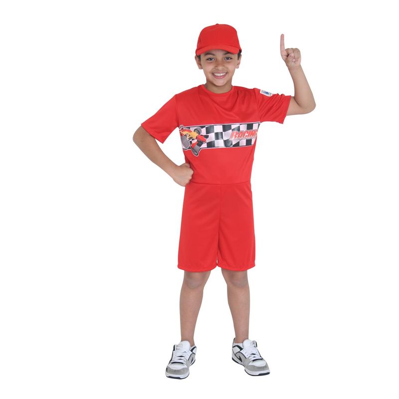 Fantasia Piloto de Corrida Curto Vermelho Infantil - Profissões G