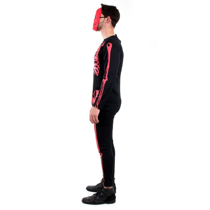 Fantasia Esqueleto Vermelho Adulto  GG