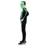 Fantasia Esqueleto Verde Infantil Longo com Máscara - Halloween GG