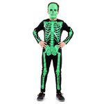 Fantasia Esqueleto Verde Infantil Longo com Máscara - Halloween GG