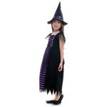 Fantasia Bruxa Roxa Vestido Longo Infantil com Chapéu - Halloween M